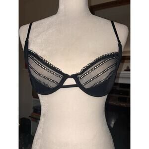 Intimately Free People Bra 32D Black Lingerie Lace Bralette Sheer